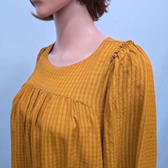 Roller Rabbit Top Blouse XS Oversized 3/4 Bell Sleeve Burnt Orange Tonal Stripe - Picture 5 of 12